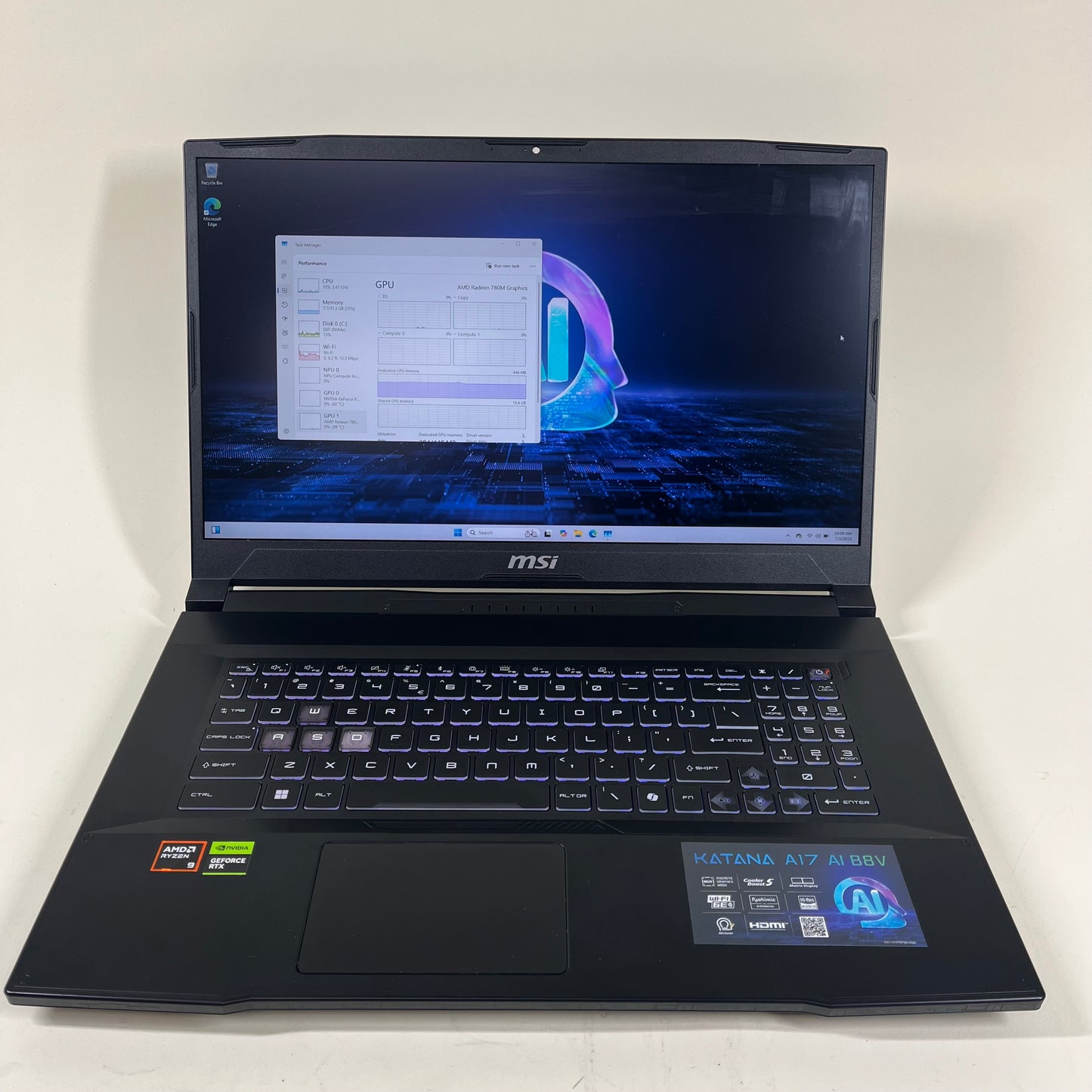 MSI Katana A17 AI B8V 17.3" AMD Ryzen 9 4.0GHz 32GB RAM 1TB SSD GeForce RTX 4050
