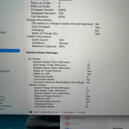 2024 Apple MacBook Air 13.6" M3 8C GPU 4.0GHz 8GB RAM 256GB SSD A311