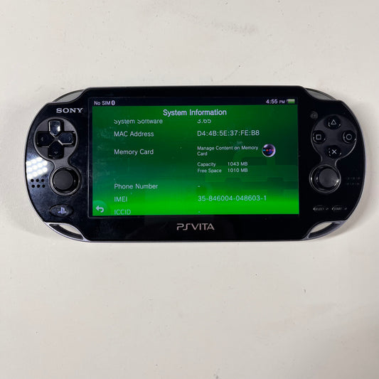 Sony Playstation Vita Slim PS Vita PCH-1101 Handheld Game System Black