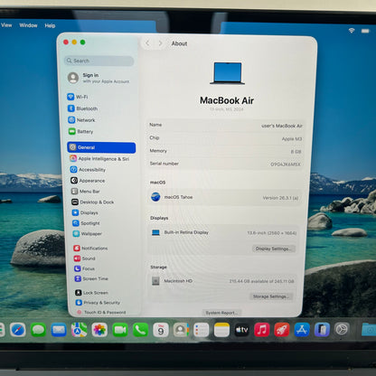 2024 Apple MacBook Air 13.6" M3 8C GPU 4.0GHz 8GB RAM 256GB SSD A311