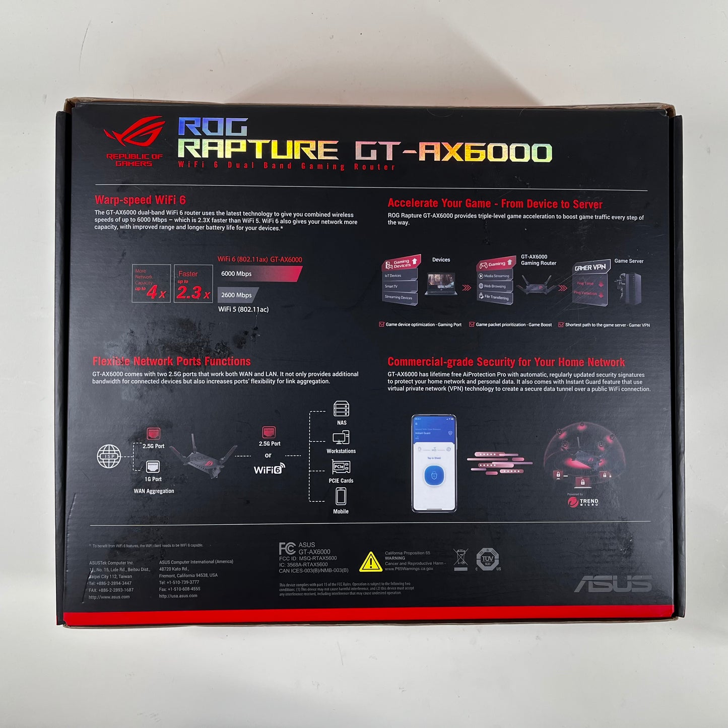 New Asus Rog Rapture gt-ax6000 Gaming Router GT-AX6000