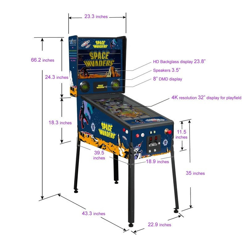 ATGames Legends Pinball 4KP SPACE INVADERS PREMIUM STARTER Pinball Machine