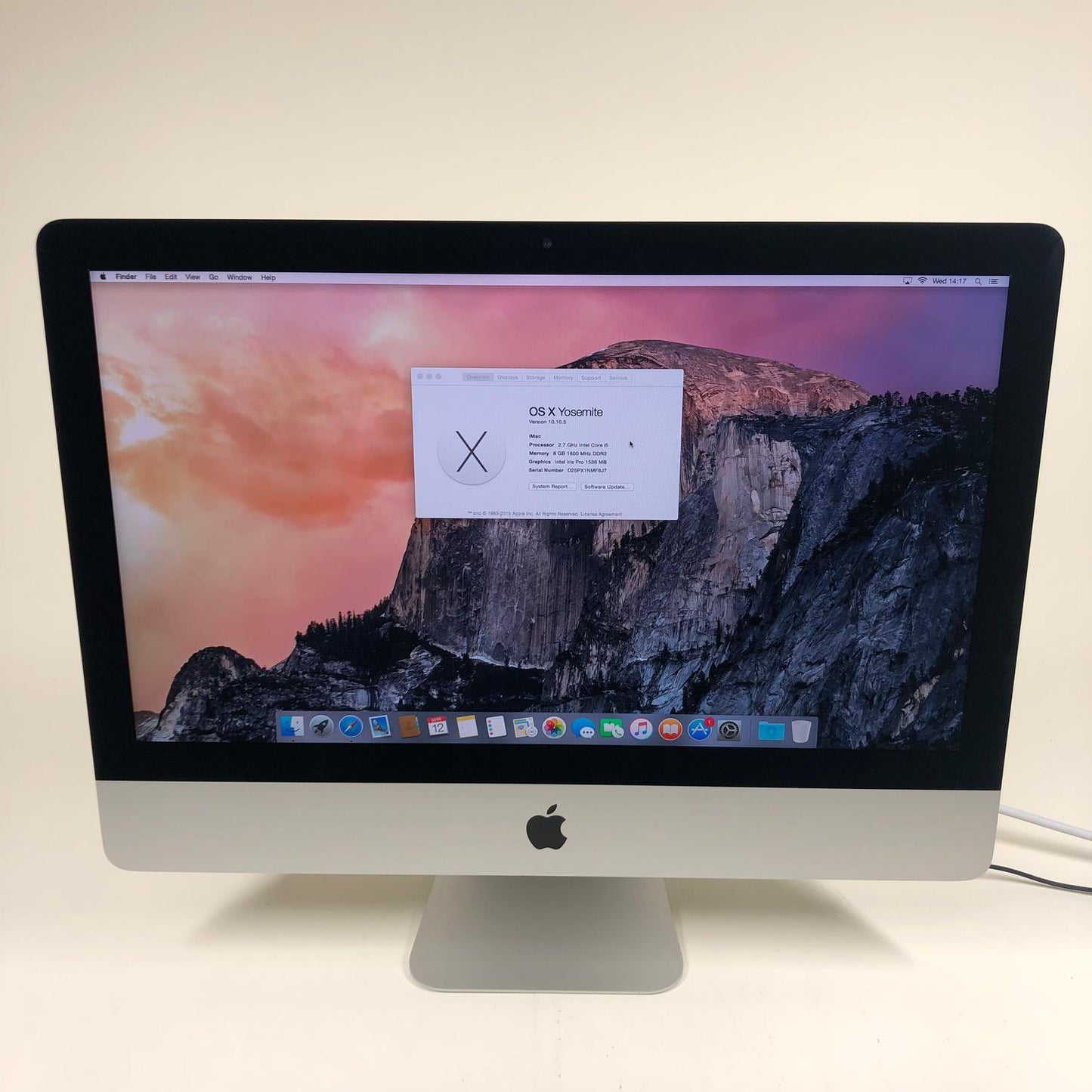 2013 Apple iMac 21.5" i5-4570R 2.7GHz 8GB RAM 1TB HDD Silver A1418